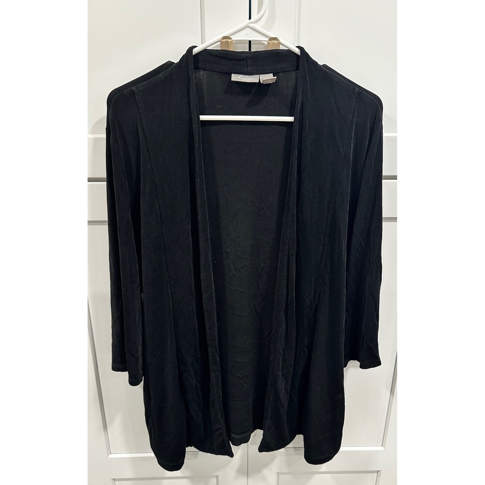 Travelers by Chico's Black Open‎ Front Cardigan Knit Women's Size 2 L